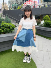 將圖片載入圖庫檢視器 #VHOP460 // Lace 牛 仔 拼 布 半 裙
