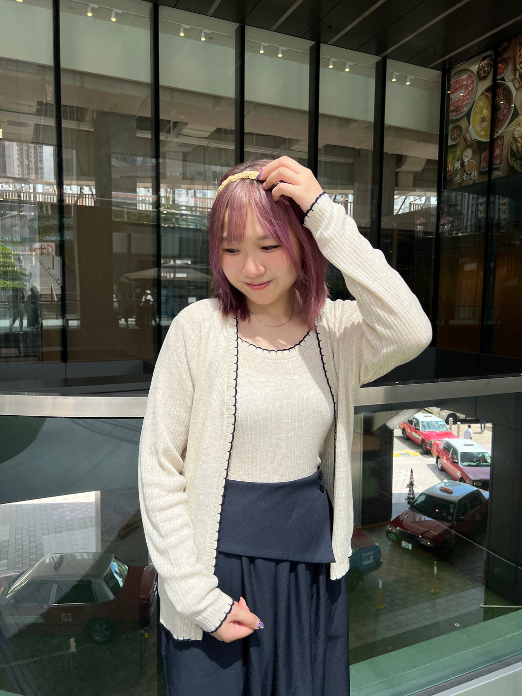 #VHT638 // 拼 色 波 浪 邊 套 裝