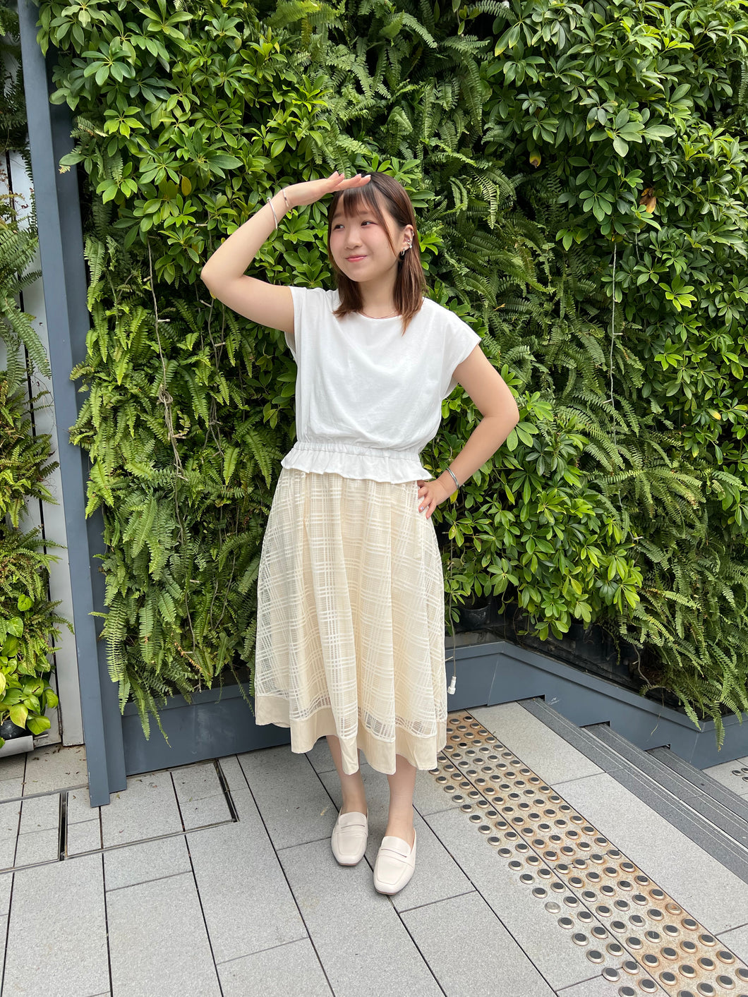 #VHOP240 // 假 2 件 修 腰 連 身 裙