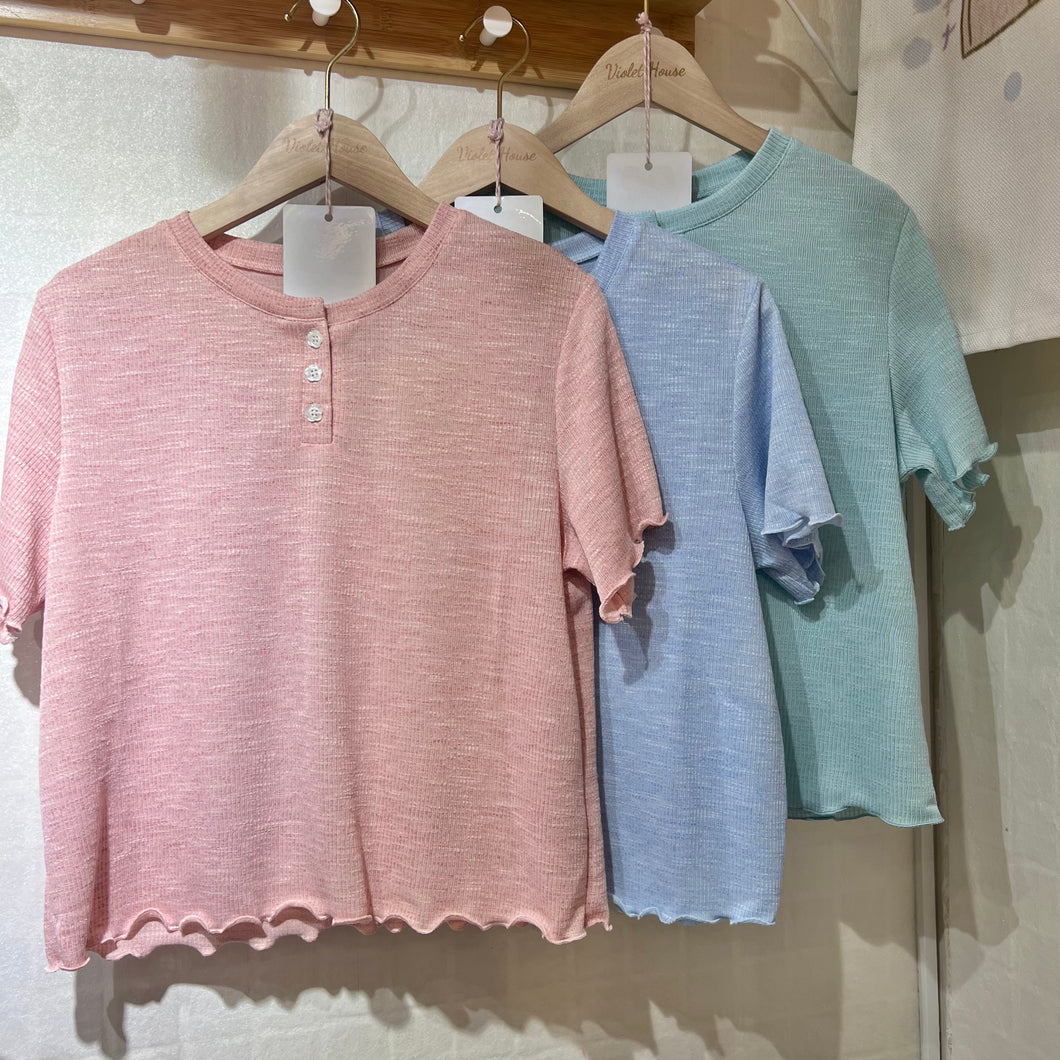 #VHT635 // 糖 果 色 半 開 襟 上 衣